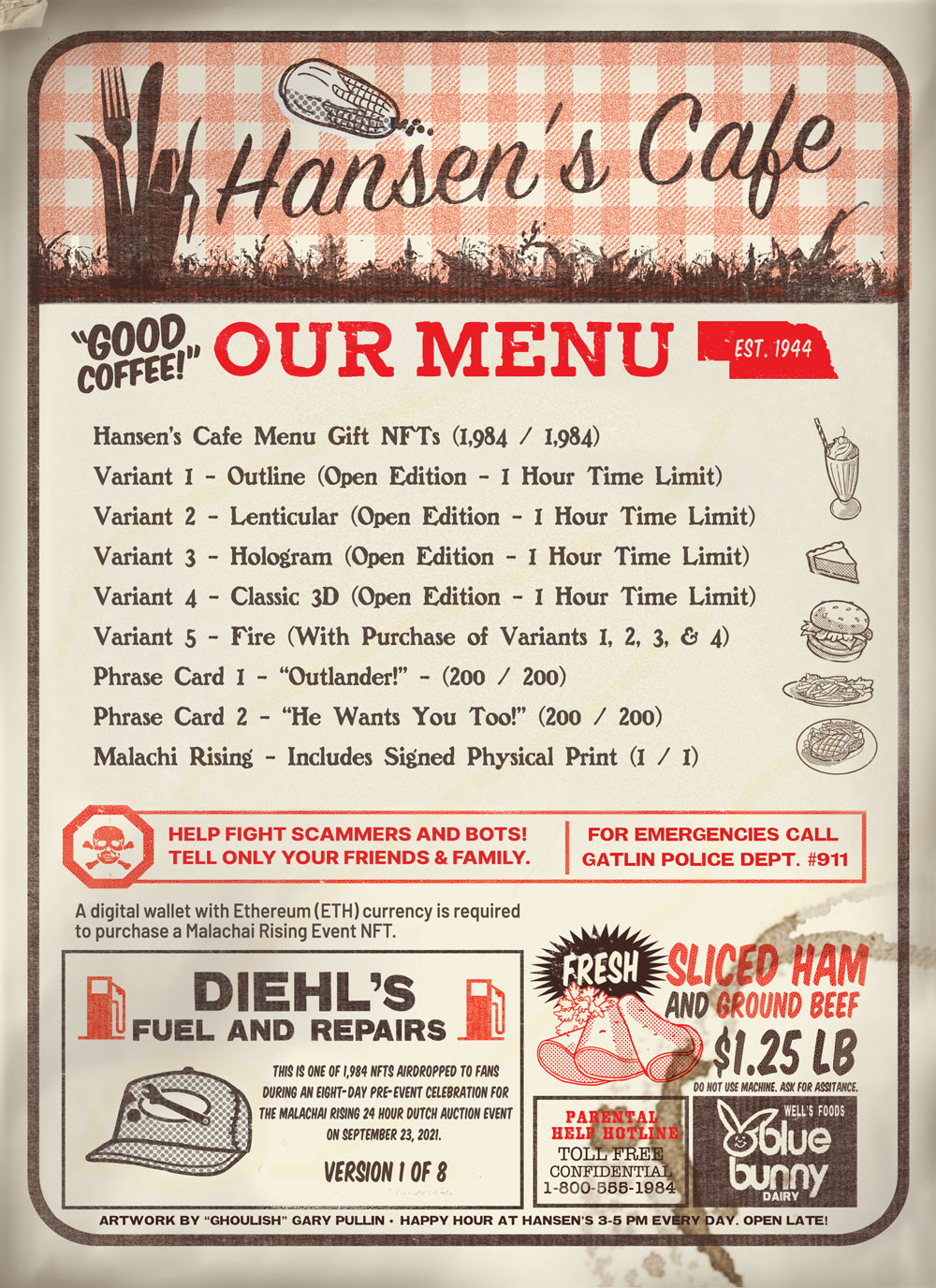 Hansen's Cafe Menu Gift NFT